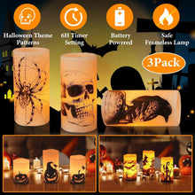 Load image into Gallery viewer, 3-Pack: Halloween Battery Operated Flameless Candle Lamp with Timer Setting

