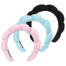 Load image into Gallery viewer, 3-Pack:  Puffy Terry Towel Cloth Fabric Sponge Face Wash Head Band

