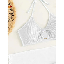 Load image into Gallery viewer, 3-Pack: Textured Ring Linked Halter Bikini Swimsuit &amp; Beach Skirt
