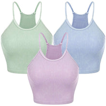 Load image into Gallery viewer, 3-Pack: Women Crop Basic Tank Top Ribbed Knit Sleeveless
