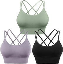Load image into Gallery viewer, 3-Pack: Women's Padded Spaghetti Strap Crisscross Bra
