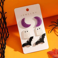 Load image into Gallery viewer, 3-Pairs: Retro Halloween Earrings

