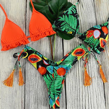 Load image into Gallery viewer, 3 Piece Beautiful Pink Bikini Women Beach Outdoor Swimwear Floral Print Bikini Set Bikinis Swimsuit Women's Basic Push Up Bikini Set Textured Straps Wire Free Summer Bathing Suit
