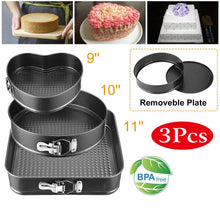 Load image into Gallery viewer, 3-Piece: Non-stick Springform Cake Pan Set with Removable Bottom
