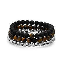 Load image into Gallery viewer, 3-Piece Set: Men's Black Lava Bracelets
