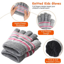 Load image into Gallery viewer, 3-Piece Set: Winter Kids Knitted Warm Beanie Hat and Glove for 4-7 Years Old
