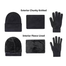 Load image into Gallery viewer, 3-Piece: Winter Beanie Hat Scarf Gloves for Men
