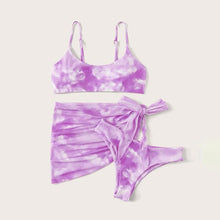 Load image into Gallery viewer, 3 Piece Women Bikini Modern Swimsuit Women High Cut  Suit Halter Swimwear Women's Bikini Swimsuits With Wrap Skirt Lace Up Pieces Strings High Cut Bikini Set Bathing Suits Female Triangle Backless Bathing Suit
