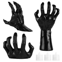 Load image into Gallery viewer, 3-Pieces: Creepy Reaching Hands with Lighted Candles Wall Mounted
