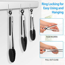 Load image into Gallery viewer, 3-Pieces: Kitchen Tongs Stainless Steel with Silicon
