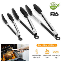 Load image into Gallery viewer, 3-Pieces: Kitchen Tongs Stainless Steel with Silicon
