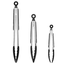 Load image into Gallery viewer, 3-Pieces: Kitchen Tongs Stainless Steel with Silicon
