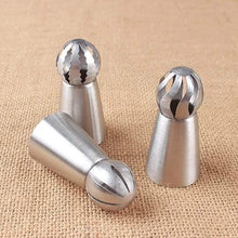 Load image into Gallery viewer, 3-Pieces: Russian Stainless Steel Tips Tulip Sphere Whip Cream Buttercream Icing Piping Nozzles
