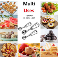 Load image into Gallery viewer, 3-Pieces Set: Stainless Steel Cookie Scoops with Trigger Release
