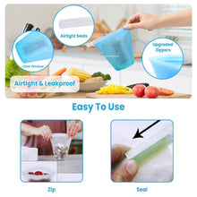 Load image into Gallery viewer, 3-Pieces: Silicone Food Storage Bags Reusable Leakproof Food Container Set with 3 Seals
