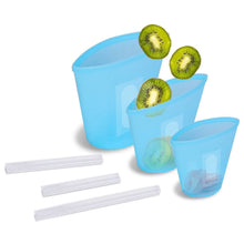 Load image into Gallery viewer, 3-Pieces: Silicone Food Storage Bags Reusable Leakproof Food Container Set with 3 Seals
