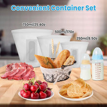 Load image into Gallery viewer, 3-Pieces: Silicone Food Storage Bags Reusable Leakproof Food Container Set with 3 Seals
