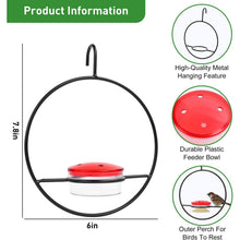 Load image into Gallery viewer, 3-Pieces: Stackable Hanging Humming Bird Feeder with Metal Frame &amp; Red Plastic Bowl

