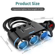 Load image into Gallery viewer, 3 Socket Cigarette Lighter Splitter
