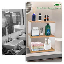 Load image into Gallery viewer, 3-Tier: Acrylic Countertop Organizer Bathroom Wood Counter Storage
