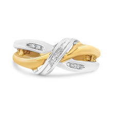 Load image into Gallery viewer, 10K Yellow and White Gold 1/20 Cttw Round-Cut Diamond Bypass Ring (I2 Color, I-J Clarity)
