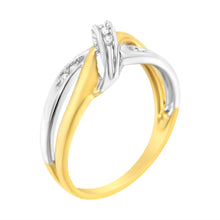 Load image into Gallery viewer, 10K Yellow and White Gold 1/20 Cttw Round-Cut Diamond Bypass Ring (I2 Color, I-J Clarity)
