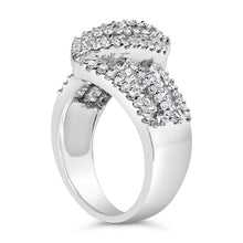 Load image into Gallery viewer, 14K White Gold 1-1/2 Cttw Round and Baguette Diamond Bypass Cocktail Ring Band (H-I Color, SI1-SI2 Clarity) - Size 7
