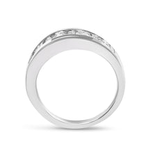 Load image into Gallery viewer, 14K White Gold Alternating 1.0 Cttw Round and Baguette Diamond Channel Band Ring
