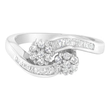 Load image into Gallery viewer, 14K White Gold Round and Baguette Diamond Bypass Ring (1/2 cttw, H-I Color, I1-I2 Clarity) - Ring Size 6
