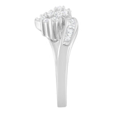 Load image into Gallery viewer, 14K White Gold Round and Baguette Diamond Bypass Ring (1/2 cttw, H-I Color, I1-I2 Clarity) - Ring Size 6
