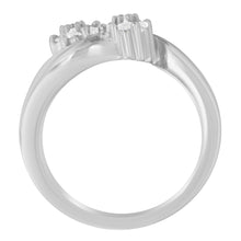 Load image into Gallery viewer, 14K White Gold Round and Baguette Diamond Bypass Ring (1/2 cttw, H-I Color, I1-I2 Clarity) - Ring Size 6
