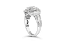 Load image into Gallery viewer, 14K White Gold 1.0 Cttw Round &amp; Baguette Cut Diamond Floral Cluster Quatrefoil Channel Set Band Cocktail Statement Ring (H-I Color, SI2-I1 Clarity) - Size 6-3/4
