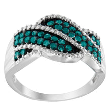 Load image into Gallery viewer, .925 Sterling Silver Treated Blue Color Diamond cocktail Ring (1/2 Cttw, Treated Blue Color, I2-I3 Clarity) - Size 6-3/4
