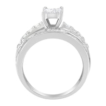 Load image into Gallery viewer, 14K White Gold 1.0 Cttw Mixed-Cut Diamond Rectangle Invisible-Set Composite Cluster Ring with Bar- and Channel-Set Band (H-I Color, SI2-I1 Clarity) - Size 7
