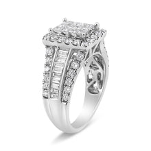 Load image into Gallery viewer, 14K White Gold 2.00 Cttw Composite Head with Halo and Side Stones Diamond Ring (H-I Color, SI1-SI2 Clarity) - Ring Size 7
