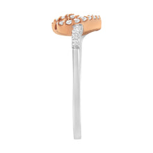 Load image into Gallery viewer, 10K Rose Gold over .925 Sterling Silver 1/5 Cttw Diamond Two Tone Open Heart Promise or Fashion Ring (I-J Color, I2-I3 Clarity) - Size 6
