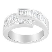 Load image into Gallery viewer, 14K White Gold 2.0 Cttw Channel-Set Princess and Baguette-Cut Diamond Bypass Ring Band (G-H Color, SI1-SI2 Clarity) - Ring Size 6.5
