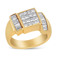 Load image into Gallery viewer, 14K Yellow Gold 1 5/8 Cttw Invisible-Set Princess and Baguette Diamond Cocktail Band Ring

