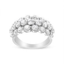 Load image into Gallery viewer, 10K White Gold 2 1/2 Cttw Round Natural Diamond 3 Row Band Ring (I-J Color, I1-I2 Clarity) - Ring Size 7
