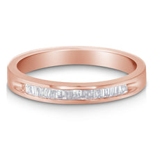 Load image into Gallery viewer, 10K Rose Gold over .925 Sterling Silver 1/5 Cttw Diamond Channel-Set Stackable Band Ring (H-I Color, I1-I2 Clarity) - Size 6 3/4
