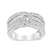 Load image into Gallery viewer, .925 Sterling Silver 1/2 Cttw Diamond Multi-Row Bypass Band Ring (I-J Color, I3 Clarity) - Size 7
