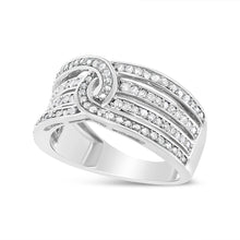Load image into Gallery viewer, .925 Sterling Silver 1/2 Cttw Diamond Multi-Row Bypass Band Ring (I-J Color, I3 Clarity) - Size 7
