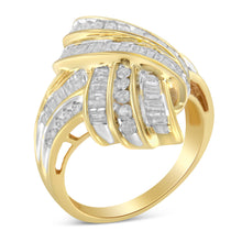 Load image into Gallery viewer, 10K Yellow Gold Diamond Bypass Cocktail Ring (1 1/5 Cttw, I-J Color, I2-I3 Clarity) - Size 8
