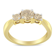 Load image into Gallery viewer, 10K Yellow Gold Three Stone Diamond Band Ring (1.00 cttw, J-K Color, I2-I3 Clarity)
