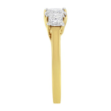 Load image into Gallery viewer, 10K Yellow Gold Princess-Cut Diamond Three Stone Band Ring (1 Cttw, J-K Color, I1-I2 Clarity) - Size 6
