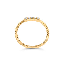 Load image into Gallery viewer, 10K Yellow Gold 1/10 Cttw Diamond 5 Stone Braided Shank Band Ring (I-J Color, I2-I3 Clarity)- Ring Size 6
