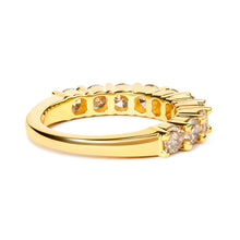 Load image into Gallery viewer, 14K Yellow Gold Plated .925 Sterling Silver 2.0 Cttw Round Brilliant Cut Diamond 10 Stone Anniversary Band Ring (J-K Color, I1-I2 Clarity) - Size 6
