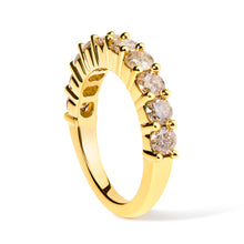 Load image into Gallery viewer, 14K Yellow Gold Plated .925 Sterling Silver 2.0 Cttw Round Brilliant Cut Diamond 10 Stone Anniversary Band Ring (J-K Color, I1-I2 Clarity) - Size 6
