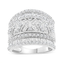 Load image into Gallery viewer, .925 Sterling Silver 2.0 Cttw Diamond Edge Multi-Row Ring Band ( J-K Color, I3 Clarity) - Ring Size 7
