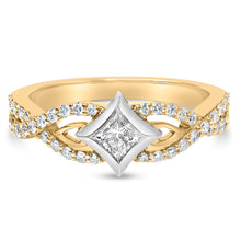 Load image into Gallery viewer, 10K Two Tone Color 2/3 Cttw Diamond Kite and Twist Shank Ring (H-I Color,SI2-I1 Clarity)
